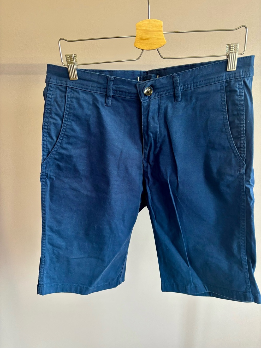 Zara Men's Dark Blue Flat Front Chino Shorts